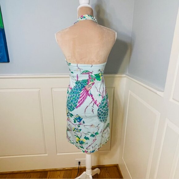 Tibi Y2k Green Label Peacock Halter Dress Vintage Resortwear XS - Picture 6 of 9